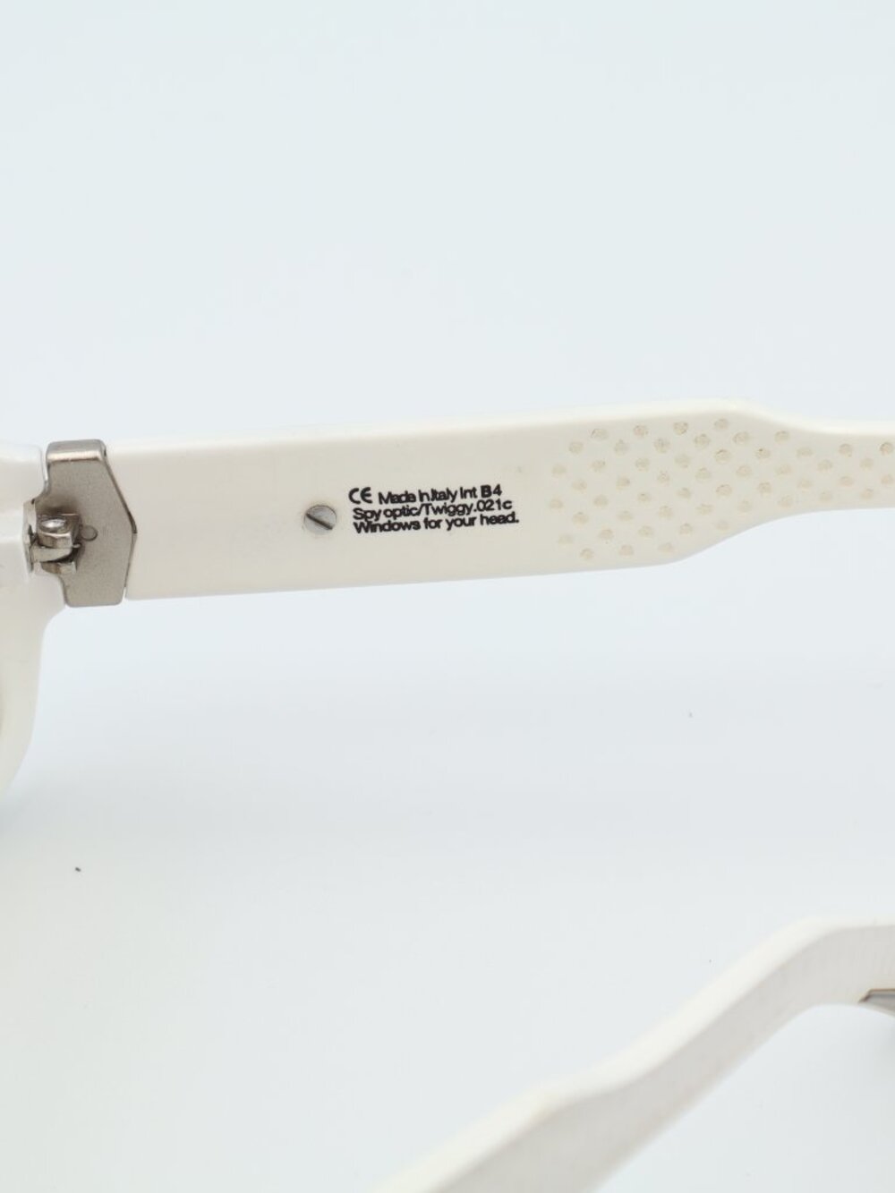 SPY Optic Twiggy .021C White Rectangular Sunglasses Made in Italy Y2K - Picture 5 of 9